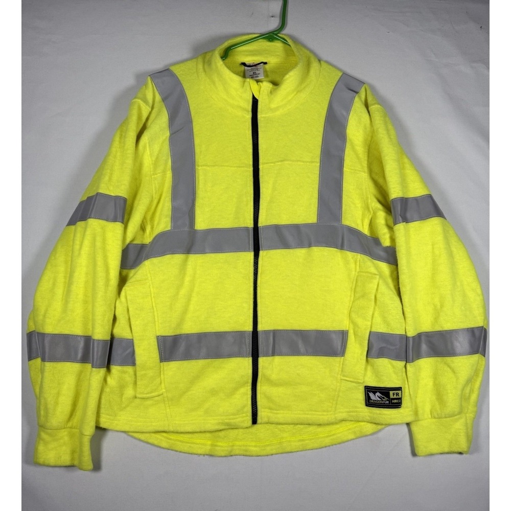 True North FR HRC2 Dragon Fur Fleece Zip Jacket Mens XL USA Made High-Vis Safety